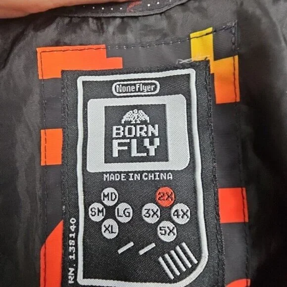 BornFly Jacket Men's 2X Multicolor Gaming All Over‎ Logo Parody Streetwear Zip